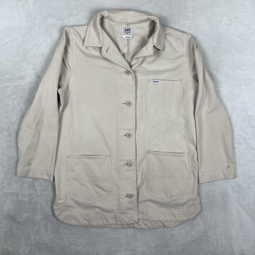 Vintage Lee Workwear Coat Mens Small Beige Chore Overcoat Utility Pockets